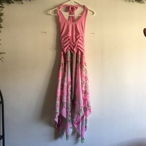 Speechless Sz 16 Girls Pink Halter Asymmetrical Sleeveless Ruched Dress